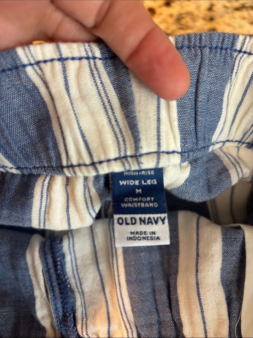 NWT Old Navy Wide Leg High-Rise Full Length Comfort Waistband Med Blue/White - Picture 6 of 12